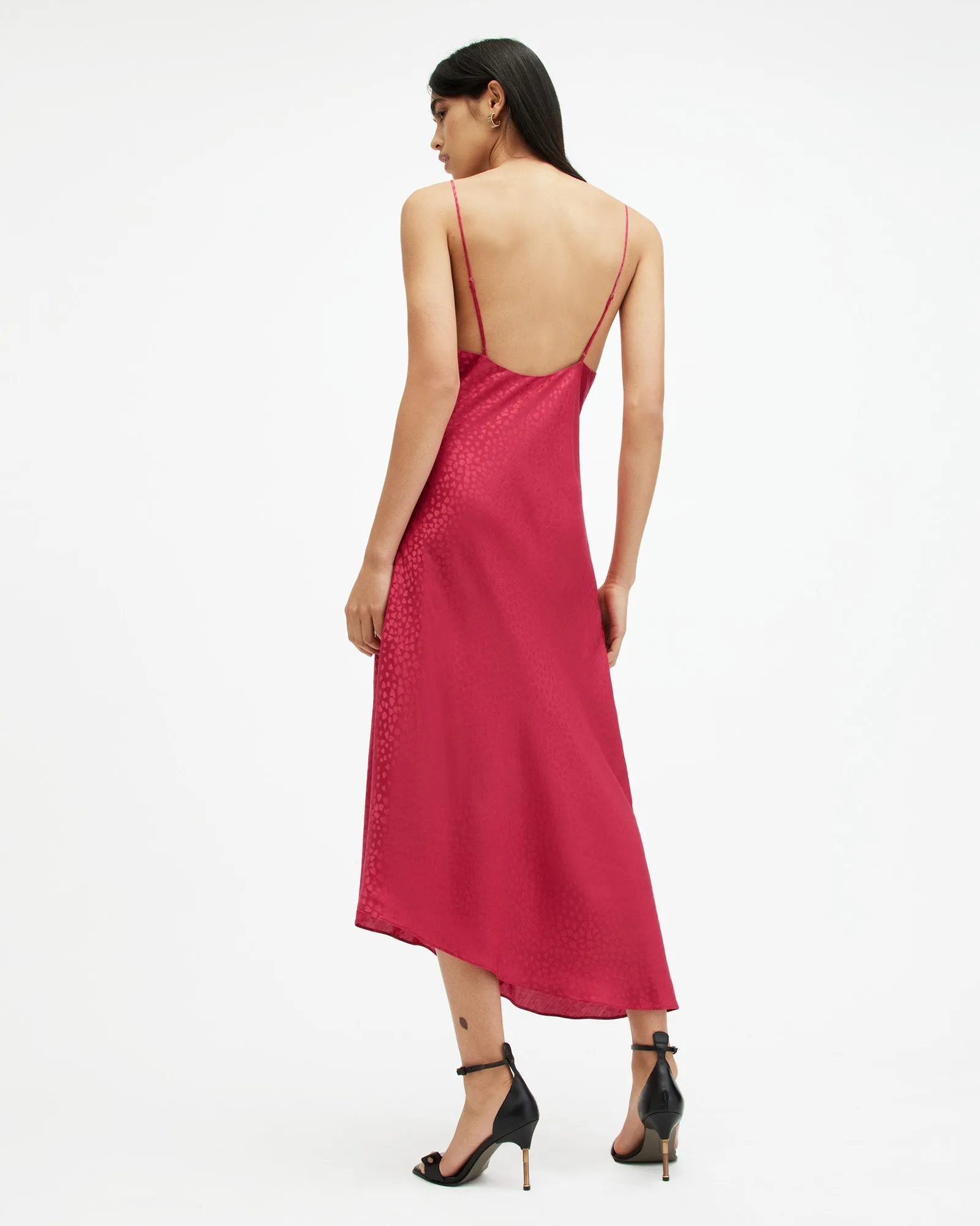 Alexia Jacquard V-Neck Midi Slip Dress