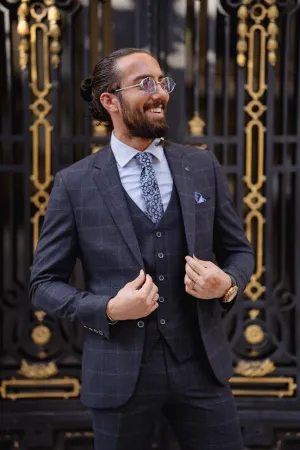 Avala Plaid Navy blue Suit