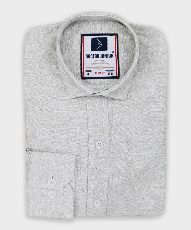 Boys Floral Patterned Slim Fit Fashion Shirt - Grey - Beige