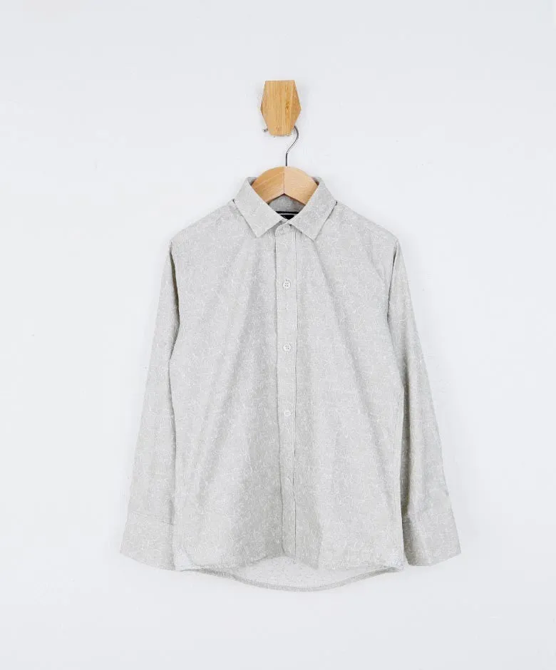 Boys Floral Patterned Slim Fit Fashion Shirt - Grey - Beige