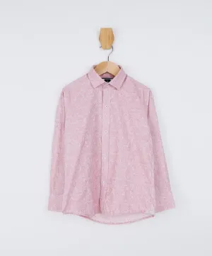 Boys Floral Patterned Slim Fit Fashion Shirt - Pink
