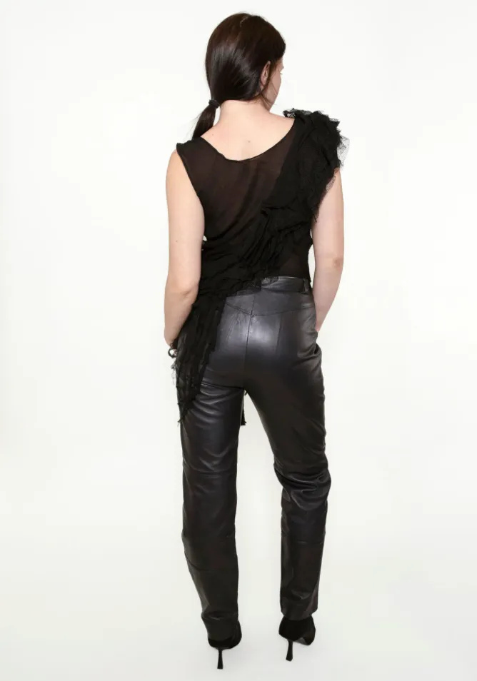 Escada Black Leather Pants