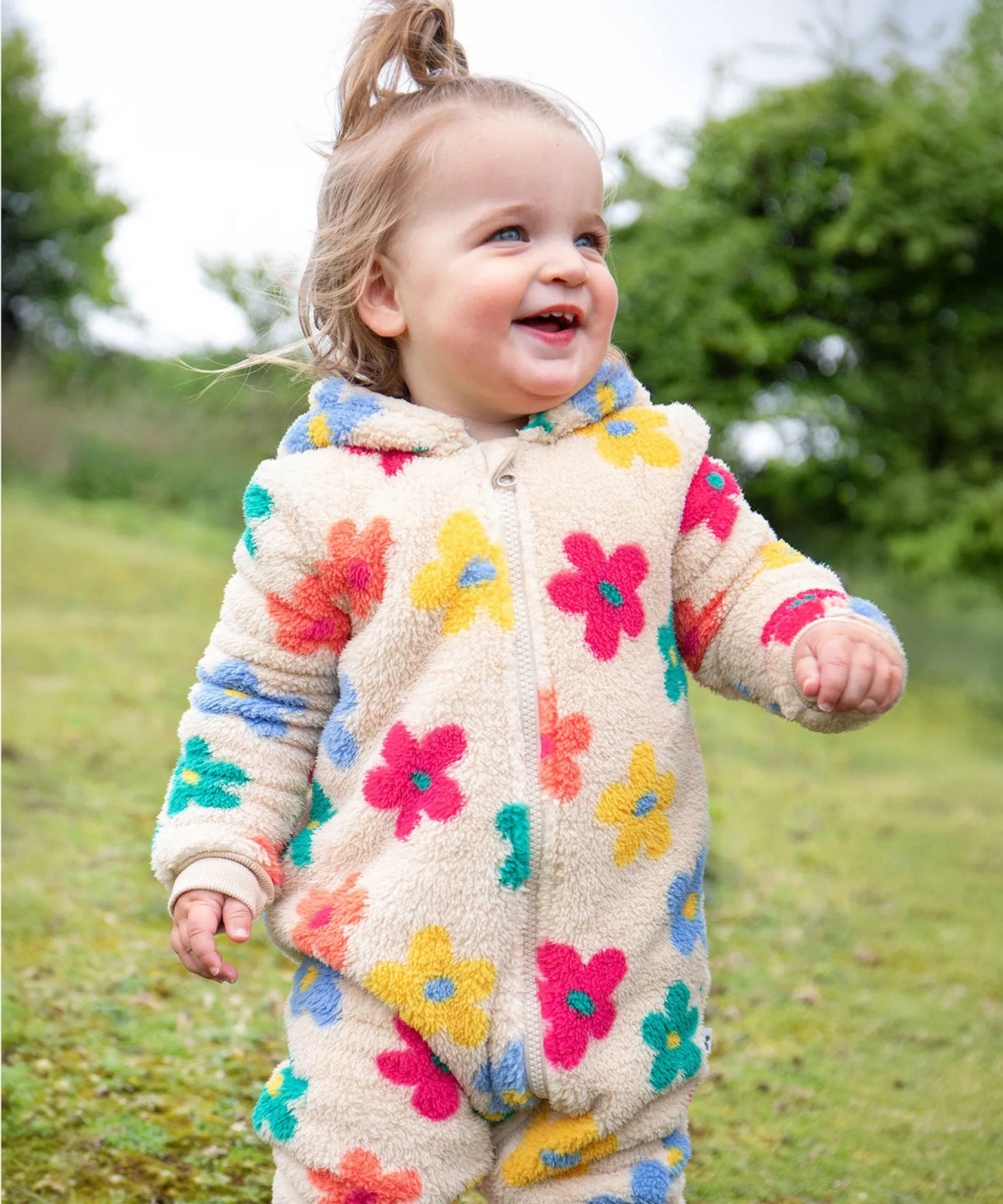 Frugi Cosy Ted Snuggle Suit - Flower Pop