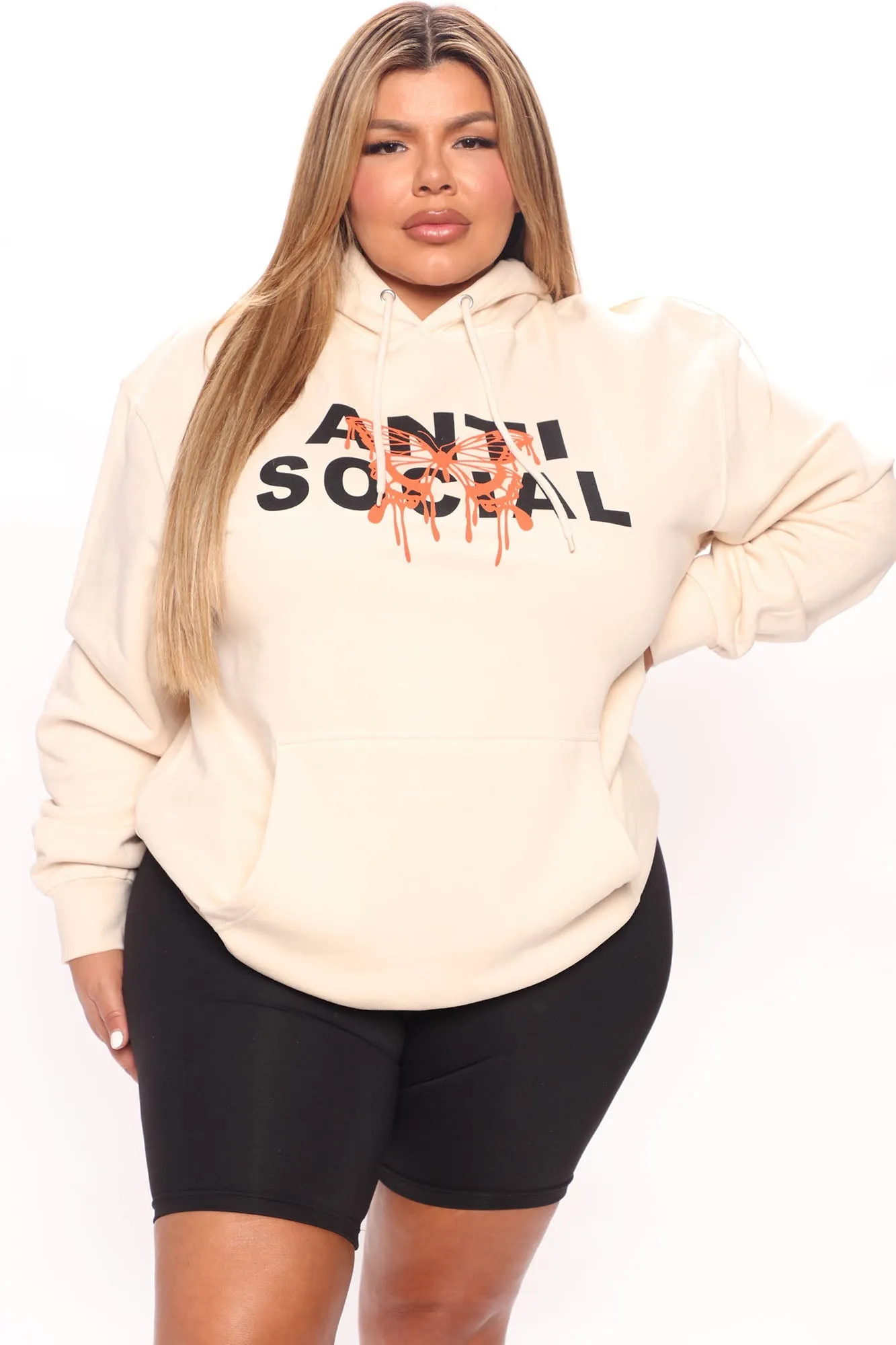 I'm Not Social Oversized Hoodie - Cream