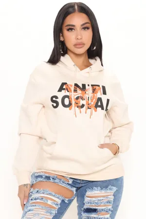 I'm Not Social Oversized Hoodie - Cream