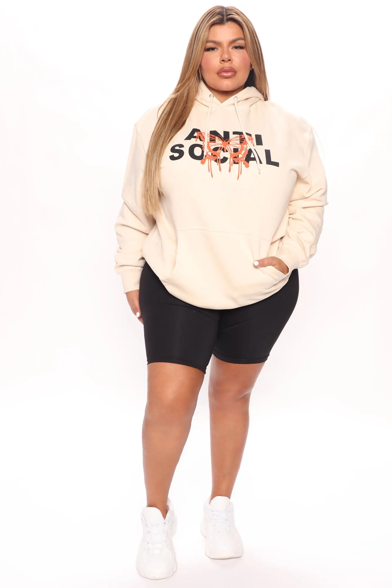 I'm Not Social Oversized Hoodie - Cream