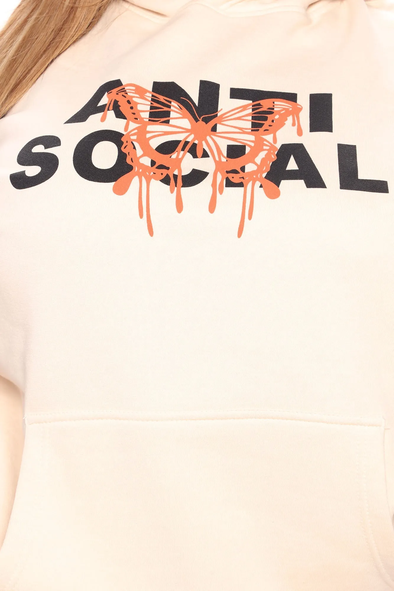 I'm Not Social Oversized Hoodie - Cream
