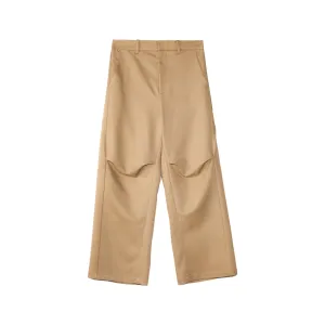 Khaki Front Leaning Structured Pants Female