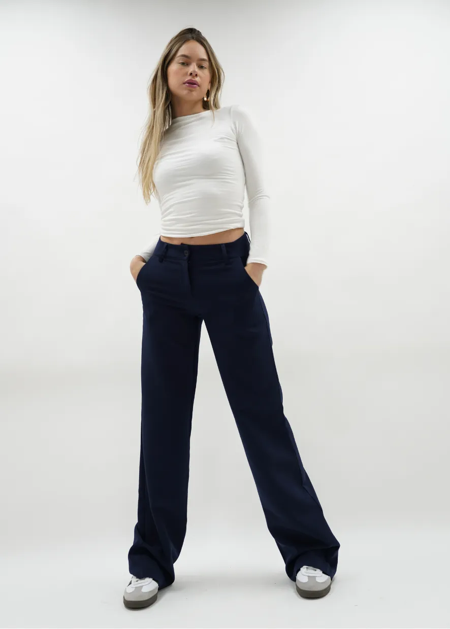 Low/mid waist straight leg pants casual night blue (TALL)