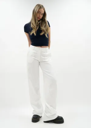Low/mid waist straight leg pants casual white (TALL)
