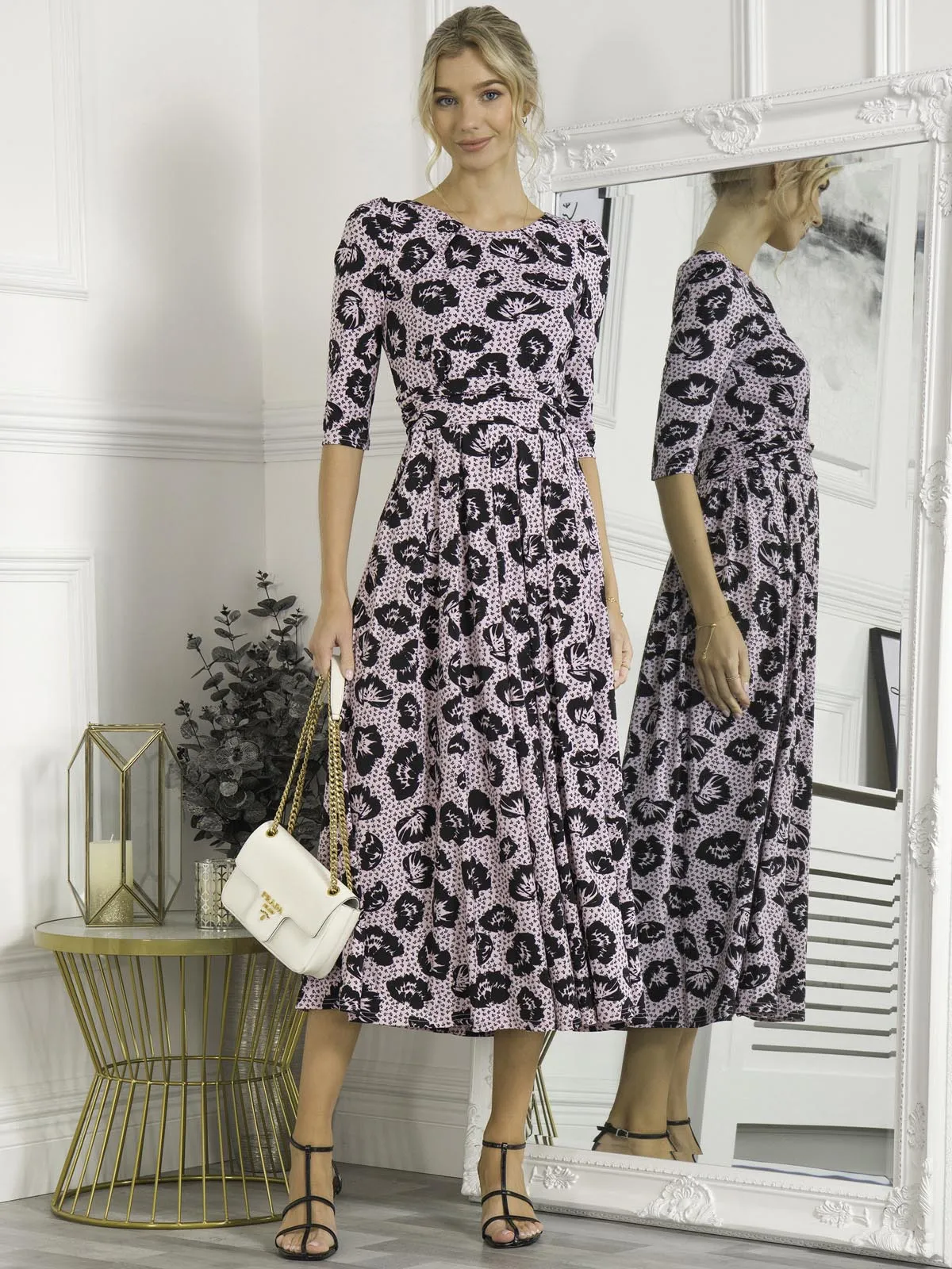 Ozella Jersey Floral Print Maxi Dress, Pink Floral