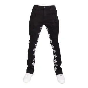 POLITICS: Skinny Fleur De Lis Stacked Jeans