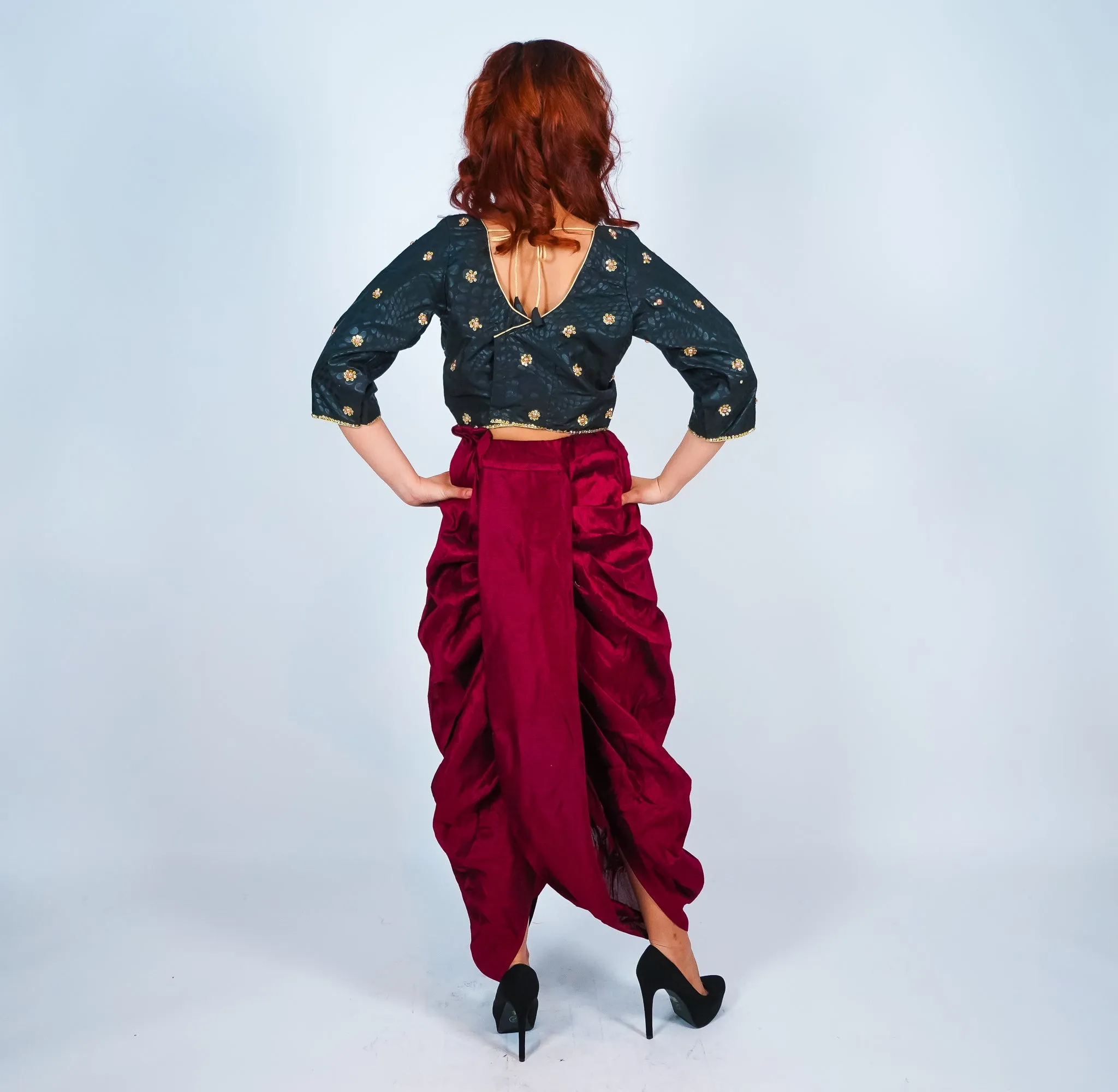Silk Maroon Dhoti Pants