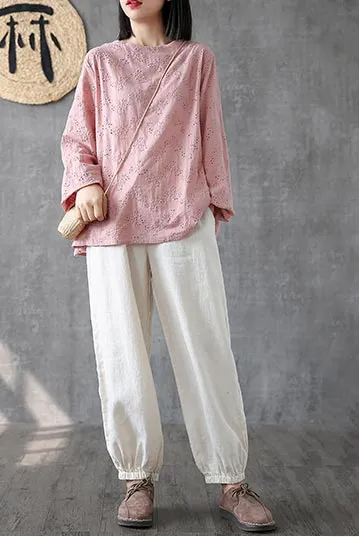Summer cusual wide length linen pants for women 3740