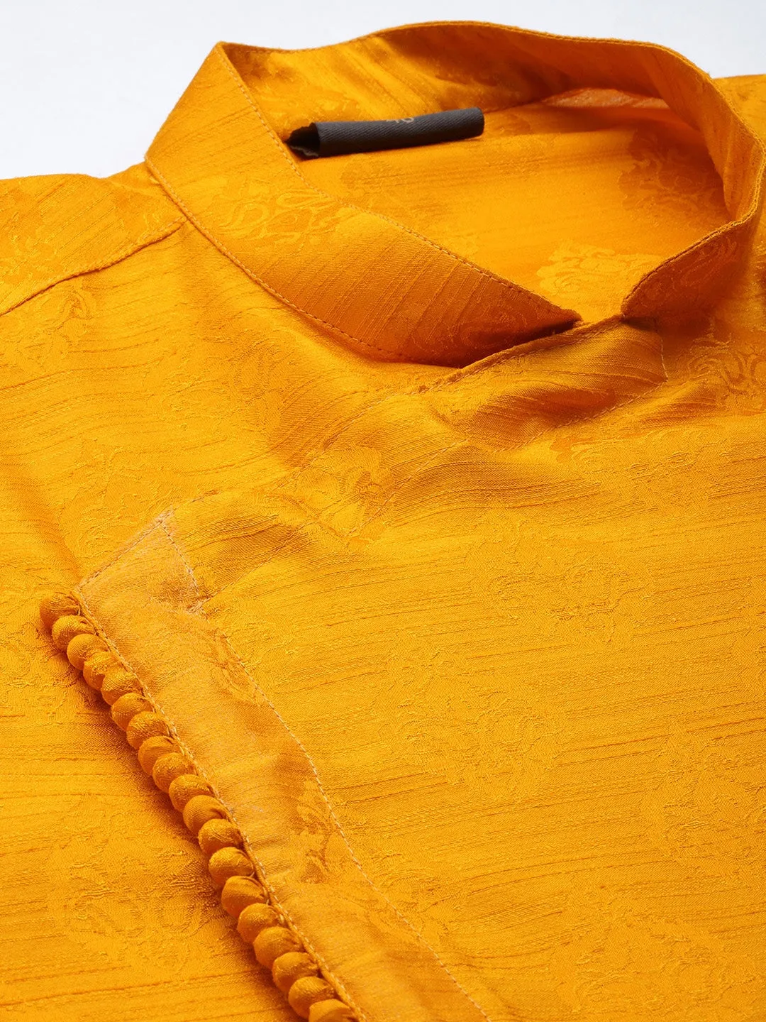VASTRAMAY Men's Yellow Angrakha Kurta