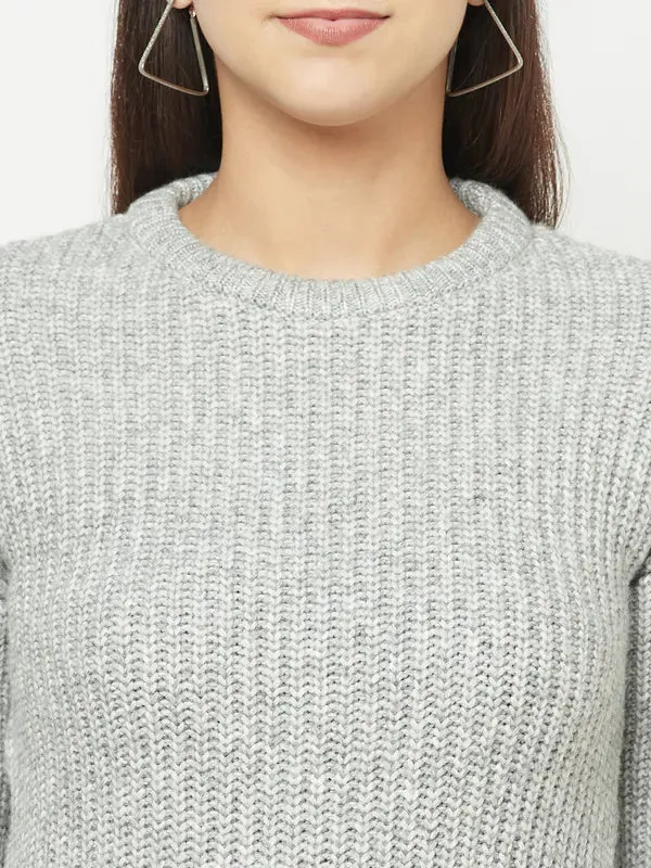 Women Grey Melange Sweaters