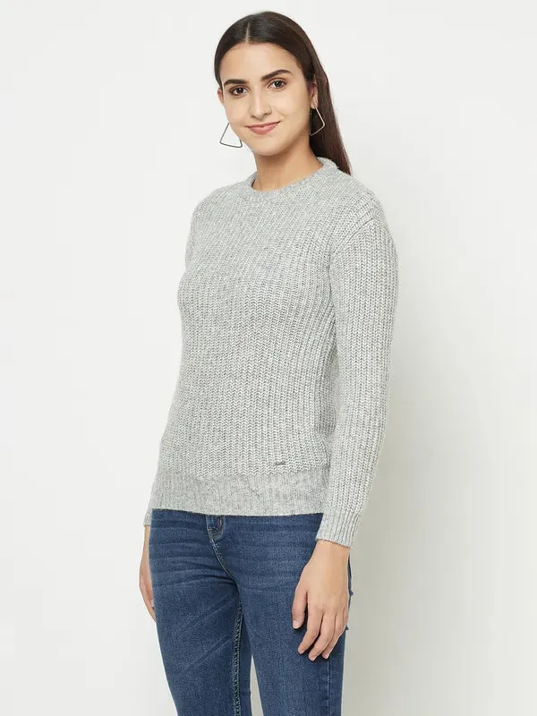 Women Grey Melange Sweaters