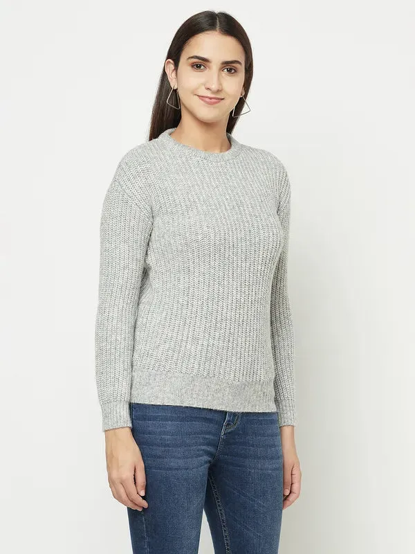 Women Grey Melange Sweaters