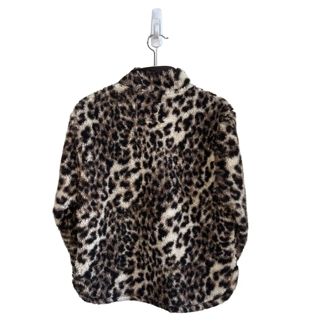 Zip-up Fuzzy Coat - Jaguar Print